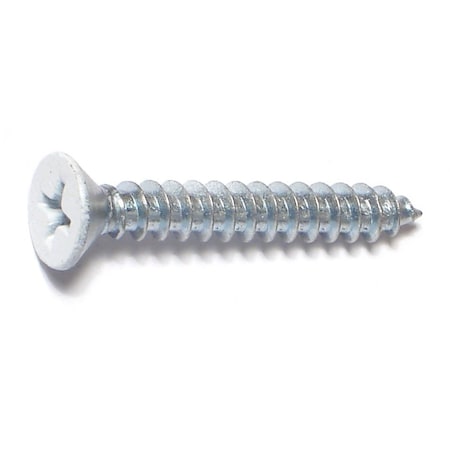 Midwest Fastener Wood Screw, #9, 1-1/4 in, White Steel Flat Head Phillips Drive, 25 PK 79372